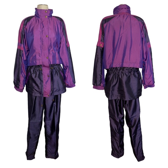 WILD! 90s Vintage Purple Iridescent Tracksuit | Size XL - Picture 9 of 16